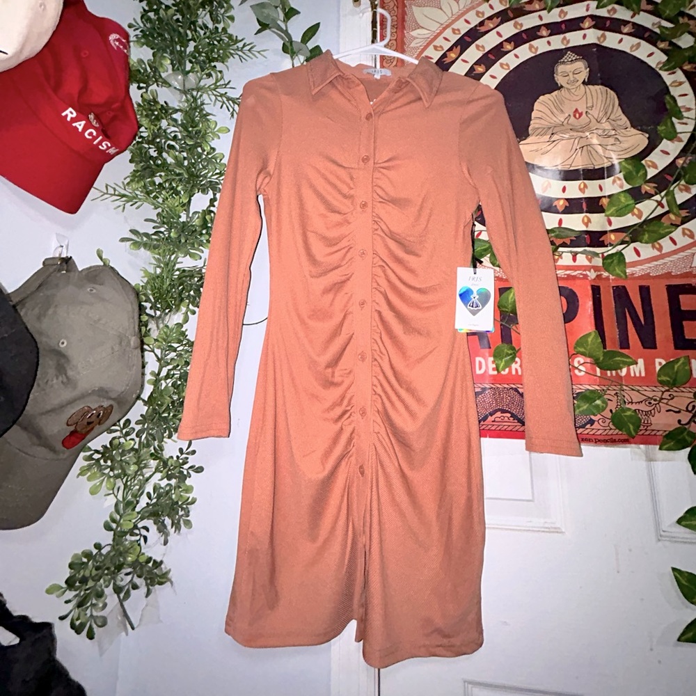 Beige Button Down Dress